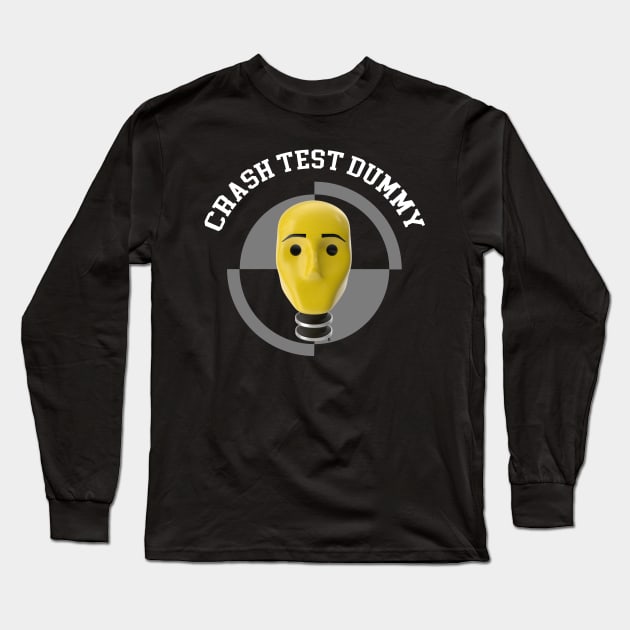 Crash Test Dummy Yellow Head with Safety Mark Background Long Sleeve T-Shirt by ActivLife